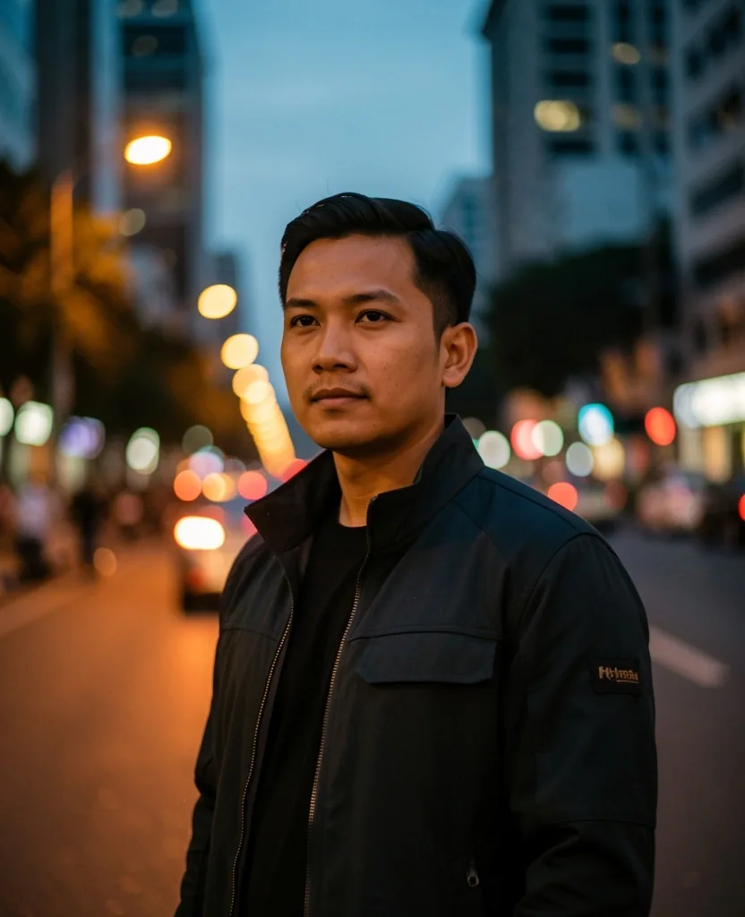 An Indonesian man in a modern urban setting