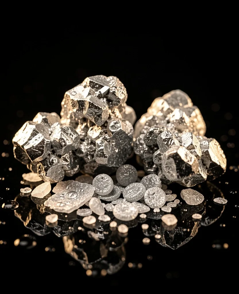 Mineral ingredients on a dark surface