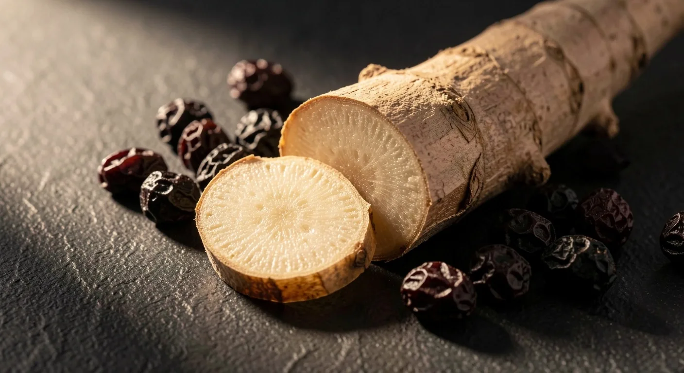 Botanical supplement ingredients on dark surface