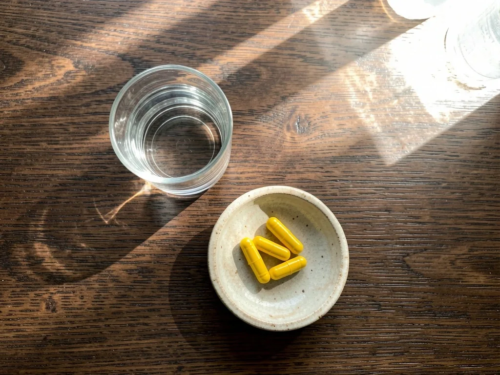 Morning supplement setup with water glass